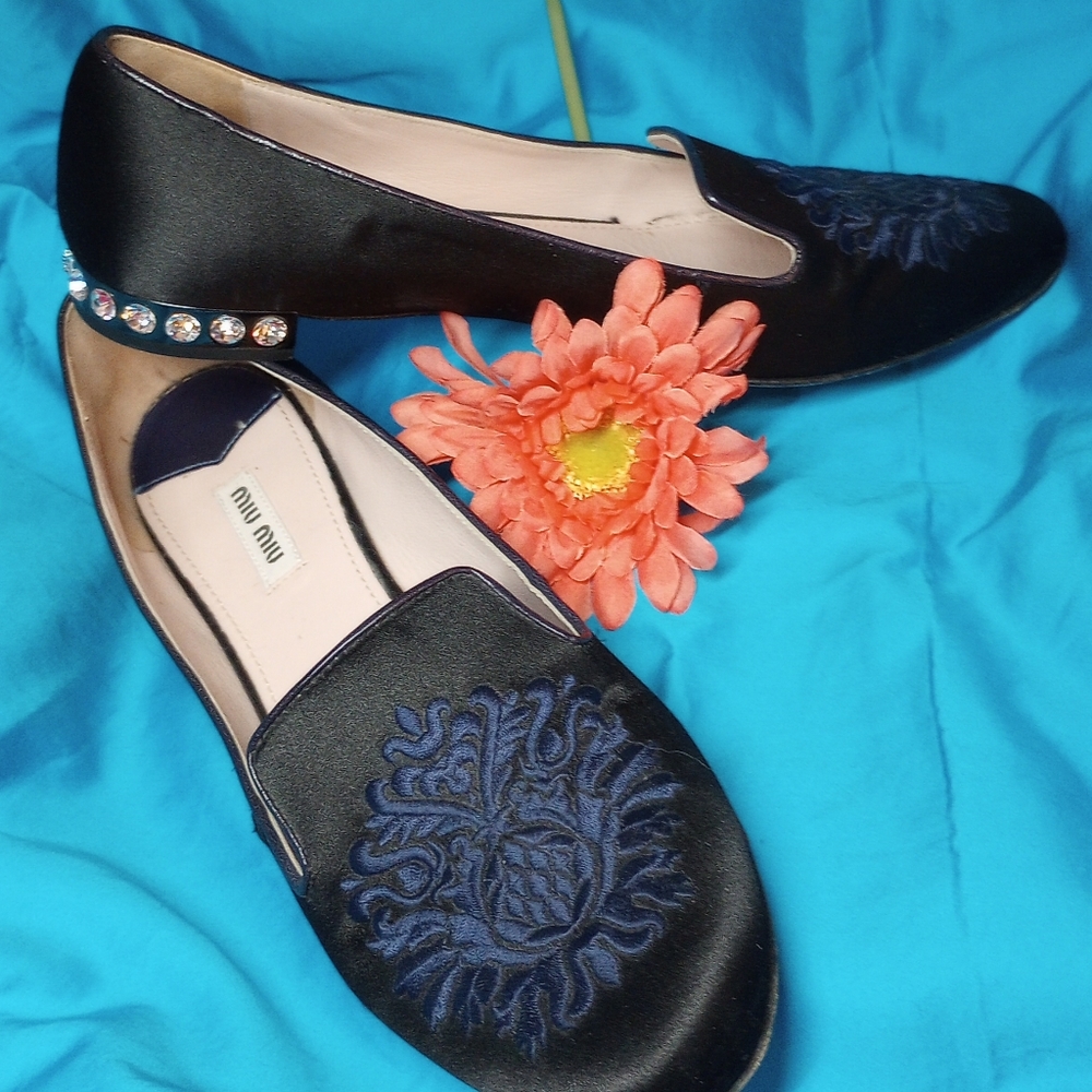Miu Miu Shoes Black satin slippers 9 - Picture 4 of 6